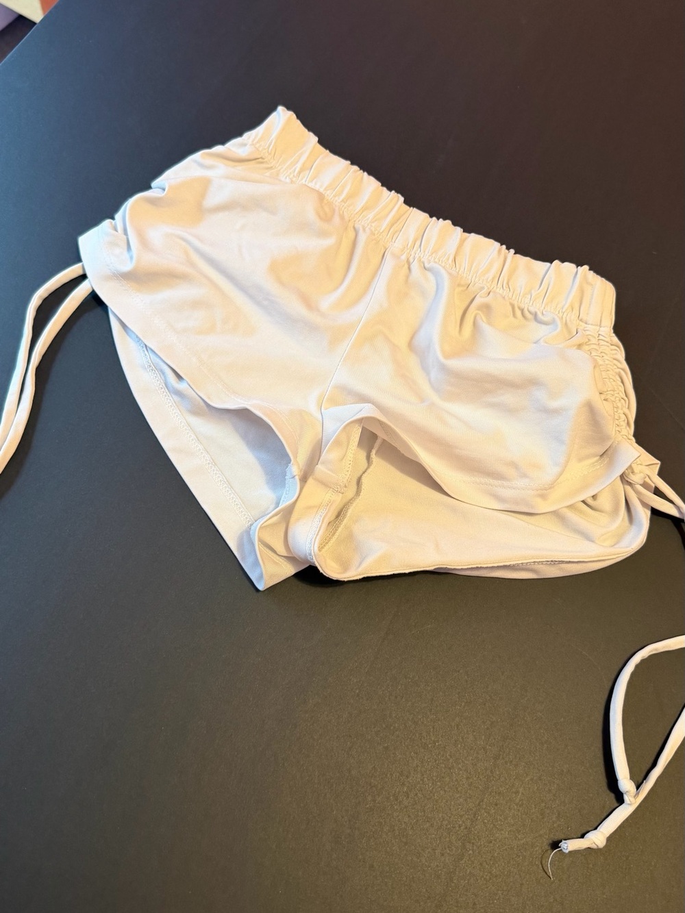 Five the Label Girls' White Drawstring Side-Ruched Athletic Shorts